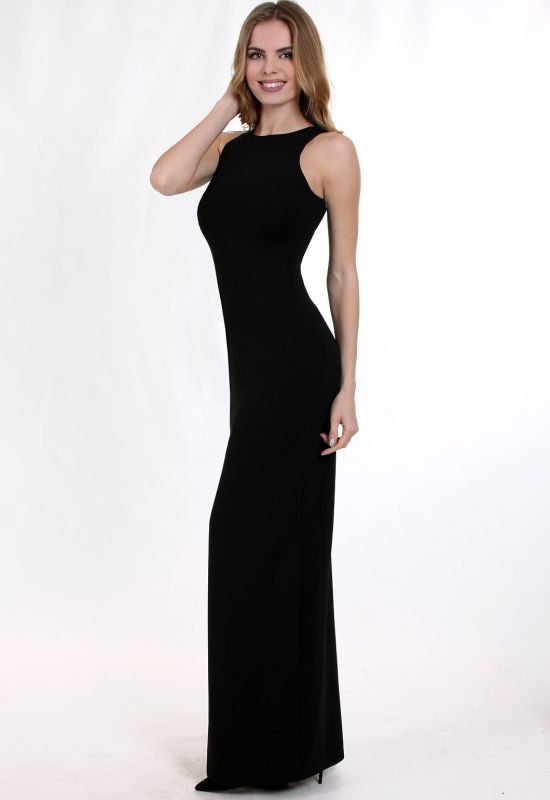 G 2037 Платье вечернее с разрезом (черный)
