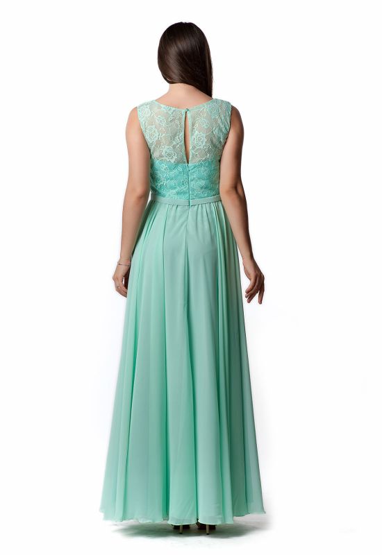 G 2043 Вечірня сукня з легкою спідницею шифонової і гіпюровим верхом (м'ятний)