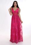 G 2086 Платье вечернее из кружева Шантильи (малиновый)