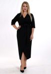 G 2142 AD Платье вечернее с запАхом на поясе (черный)