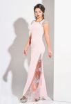 G 2180 Платье вечернее со вставками из гипюра (персиковый)
