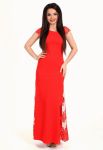 G 2180 Платье вечернее со вставками из гипюра (красный)