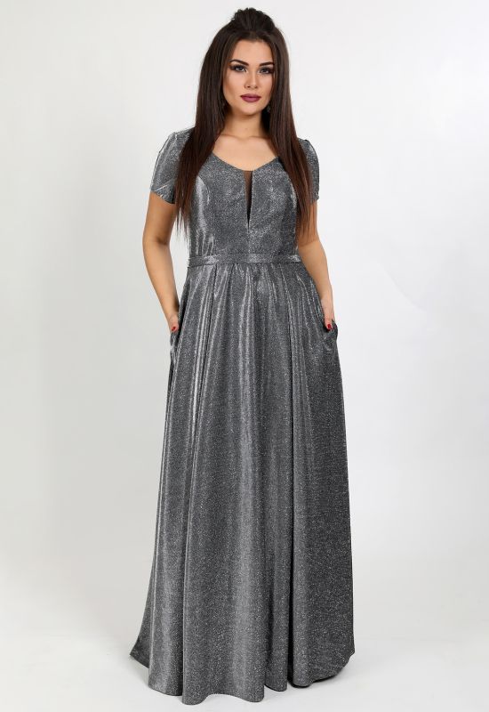 G 2283 Платье вечернее из люриксового трикотажа (оливковый)