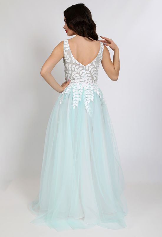 G 2309 Вечірня сукня з 3D-пелюстками вишитими вручну з декількох шарів легкої сітки (м'ятний)