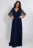 G 2316 Вечірнє плаття з розсипом перлів на рукавах (темно-синій)