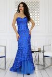 G 2322 Вечірнє плаття з шикарного кругового гіпюру з фатиновою підкладкою (синій)