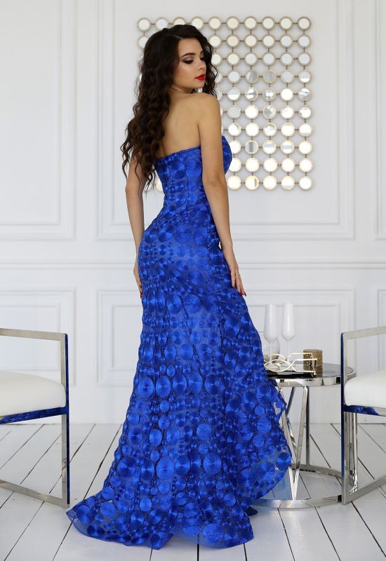 G 2322 Платье вечернее из шикарного кругового гипюра с фатиновой подкладкой (синий)