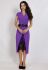 G 2343 Платье деловое с гипюровой вставкой и поясом из экокожи (сиреневый)