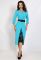 G 2345 Сукня ділова з гіпюровою вставкою та поясом (бірюзовий)