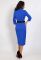 G 2345 Платье деловое с гипюровой вставкой и поясом (синий)