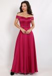 G 2355 A Платье вечернее из мягкого атласа с расшитым поясом (фуксия)