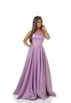 G 3023 Платье вечернее на корсете из атласа с вышитыми карманами (сиреневый)