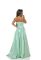 G 3023 Платье вечернее на корсете из атласа с вышитыми карманами (мятный)