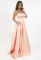 G 3023 Вечірнє плаття на корсеті з атласу з вишитими кишенями (персиковий)