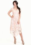 G 3067 Платье вечернее гипюровое с асимметричным низом (персиковый)