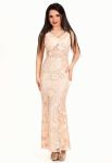 G 3070 Платье вечернее с юбкой-годе из гипюра (персиковый)