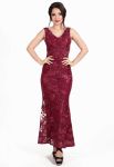 G 3070 Платье вечернее с юбкой-годе из гипюра (бордовый)