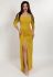 G 3100 Сукня з люриксового трикотажу з розрізом (лимонний)