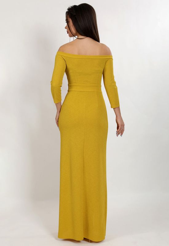 G 3100 Сукня з люриксового трикотажу з розрізом (лимонний)