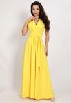 G 3166 Платье вечернее из струящейся ткани на запах (лимонный)