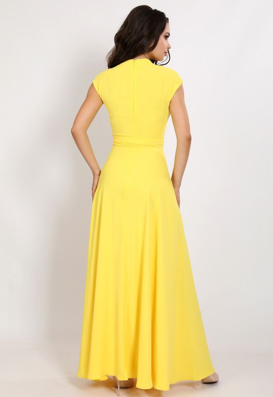 G 3166 Вечірня сукня з струминної тканини на запах (лимонний)