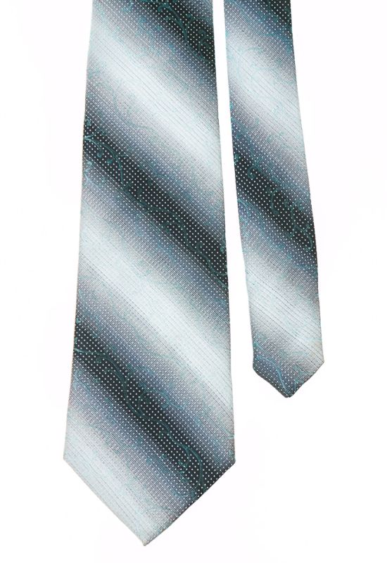 Краватка чоловіча комбінація принтів «Горох/Вензеля» 50PA0003-3 (сірий/бірюзовий)