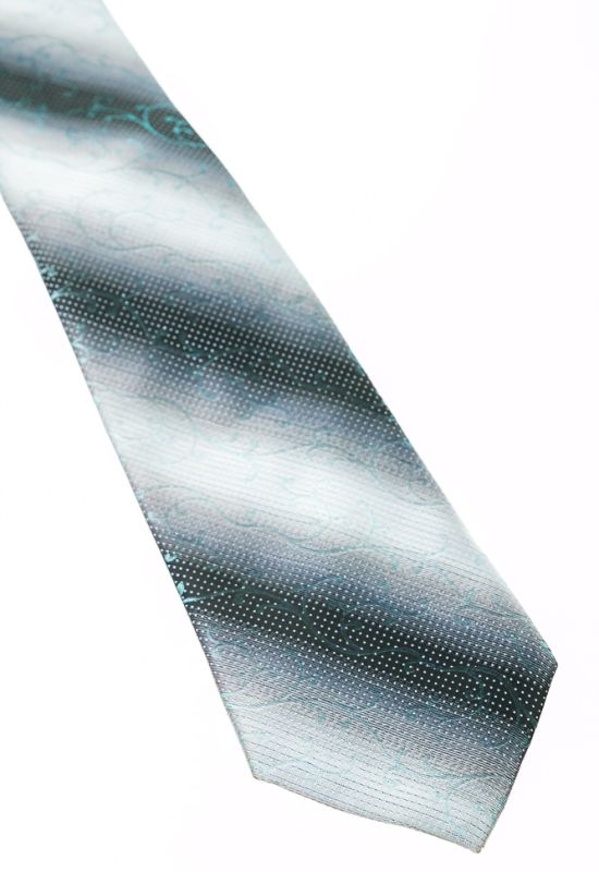 Галстук мужской комбинация принтов «Горох/Вензеля» 50PA0003-3 (серый/бирюзовый)