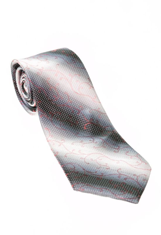 Краватка чоловіча комбінація принтів «Горох/Вензеля» 50PA0003-3 (сірий/червоний)