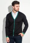 Кардиган мужской с контрастным ободком 50PD309 (черный/зеленый)