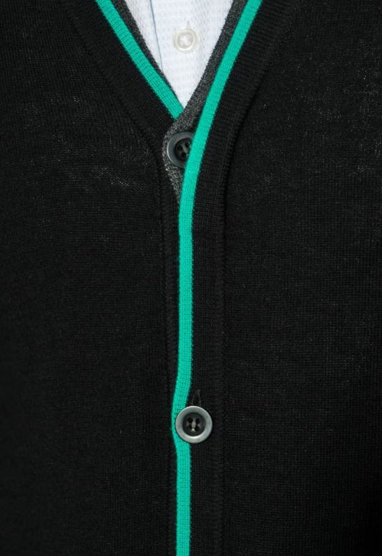 Кардиган мужской с контрастным ободком 50PD309 (черный/зеленый)