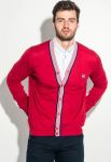 Кардиган мужской с воротником в полоску 50PD302 (красный/черный)