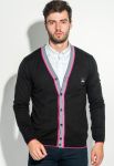 Кардиган мужской с воротником в полоску 50PD302 (черный/розовый)