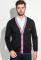 Кардиган мужской с воротником в полоску 50PD302 (черный/розовый)