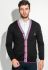 Кардиган чоловічий з коміром у смужку 50PD302 (чорний/рожевий)