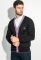 Кардиган мужской с воротником в полоску 50PD302 (черный/розовый)