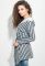 Жіночий кардиган на поясі легкий з капюшоном 64PD188 (синій/сірий)