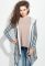 Жіночий кардиган на поясі легкий з капюшоном 64PD188 (синій/сірий)