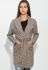 Жіночий кардиган теплий на поясі 64PD304-2 (бежевий/чорний)