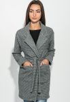 Кардиган женский теплый на поясе 64PD304-2 (серый/черный)