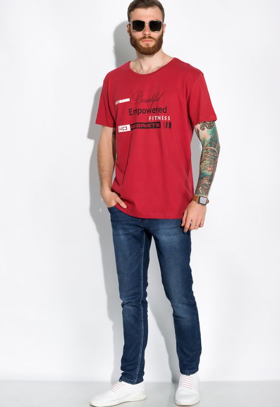 Хлопковая футболка с надписью 148P114-8 (бордовый)