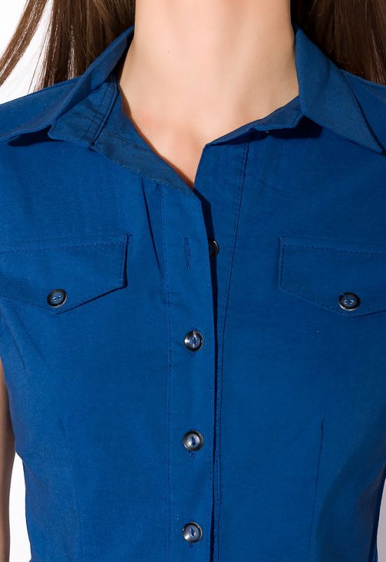 Класична сорочка 118P001 з коротким рукавом (синій)