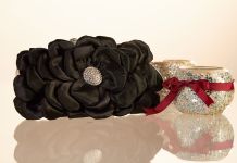 Клатч квітка H2984 (чорна)