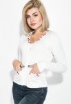 Кофта женская декорированная пуговицами 81PD161 (молочный)