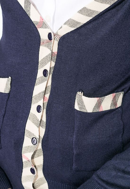 Кофта женская на пуговицах с карманами 81PD02 (темно-синий)