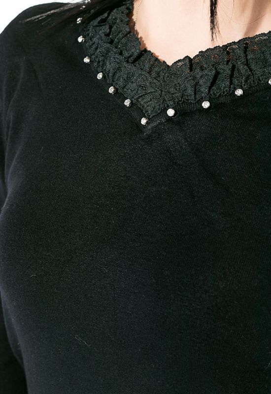 Кофта женская с кружевом на рукаве и вырезе 81PD8006 (черный)