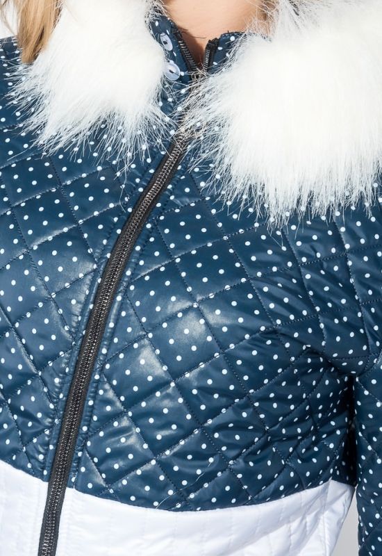 Комбинезон женский с мехом на рукавах и воротнике 69PD1066 (темно-синий/белый)