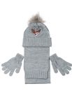 Комплект деткий для девочки шапка шарф и перчатки с декором «Сердце» 65PG5117 junior (серый)