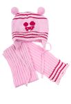 Комплект детский для девочки шапка и шарф с нашивкой «Мышка» 65PG0010 junior (розовый)