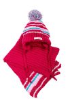 Комплект детский для девочки шапка и шарф в полоску 65PG0009 junior (малиновый)