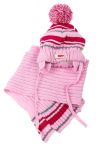Комплект детский для девочки шапка и шарф в полоску 65PG0009 junior (розовый)